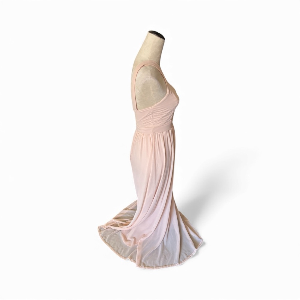 Lulu's Sz S Soft Blush Pink A Line Halter Chiffon Maxi Formal Bridesmaid Dress - Picture 5 of 12